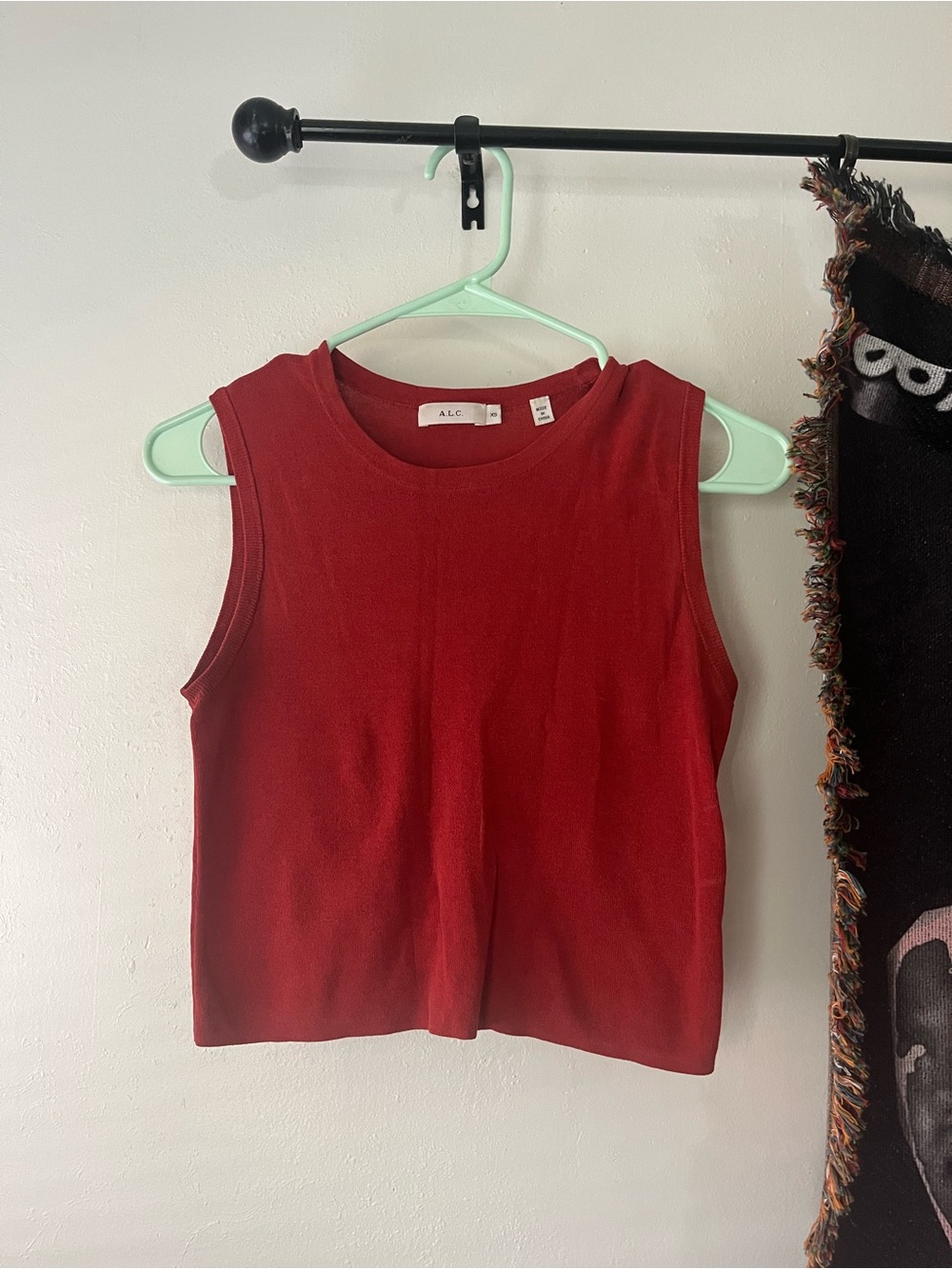 A.L.C. Red Scoop Neck Lightweight Sweater